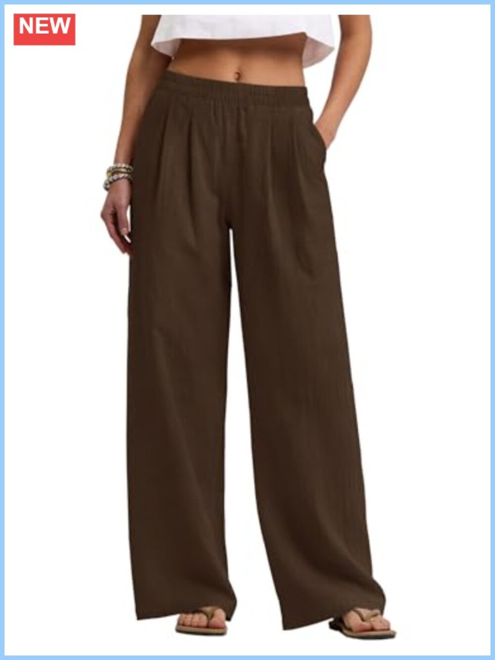 LOMON Cotton Linen Wide Leg Palazzo Pants for Women Summer Travel